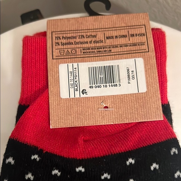 Santa Claws Black and Red Socks - Picture 2 of 3